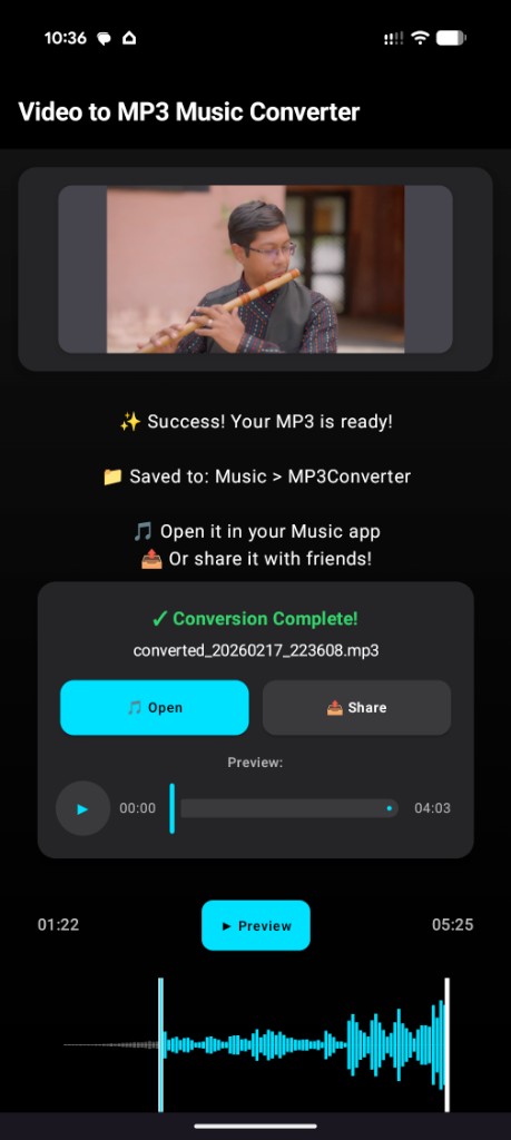 Video to MP3 Music Converter app screenshot